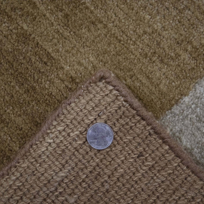 6x9 India Abstract Modern Contemporary Brown Ivory Wool Rectangular Rug