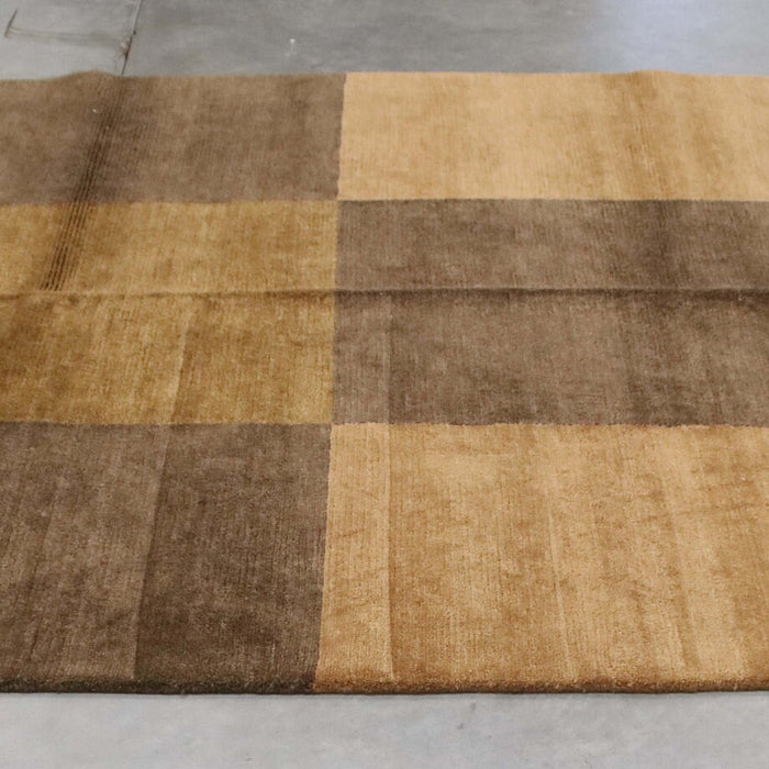 6x9 India Abstract Modern Contemporary Brown Red Burgundy Wool Rectangular Rug