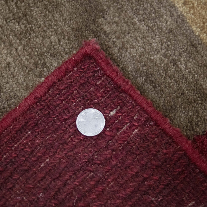 6x9 India Abstract Modern Contemporary Brown Red Burgundy Wool Rectangular Rug