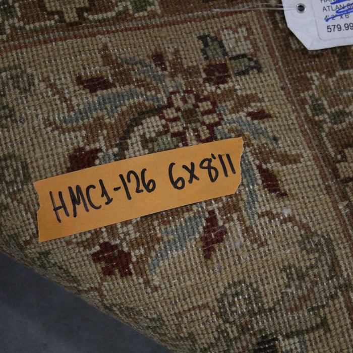 6x8 India Japiur Traditional Ivory Gold Wool Rectangular Rug