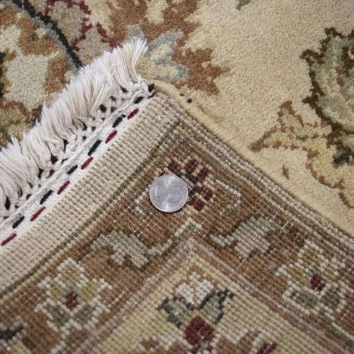 6x8 India Japiur Traditional Ivory Gold Wool Rectangular Rug