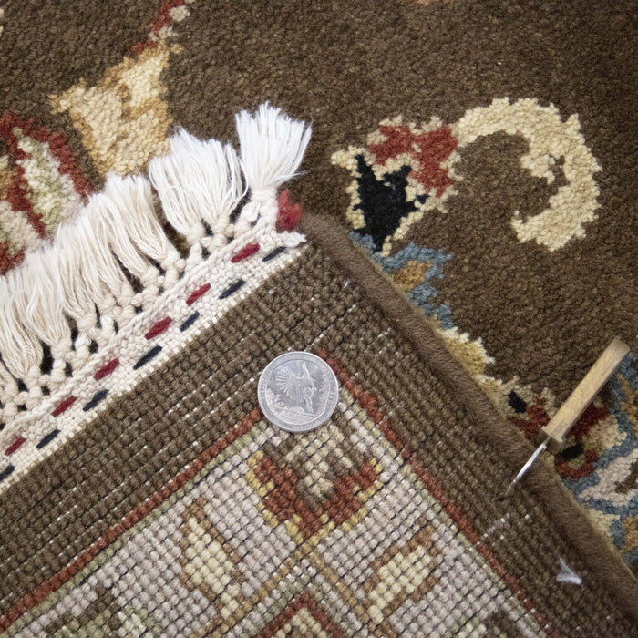 6x9 India Japiur Traditional Brown Gold Wool Rectangular Rug