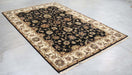 6x9 India Japiur Traditional Black Ivory Wool Rectangular Rug