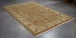 6x9 India Japiur Traditional Brown Ivory Wool Rectangular Rug