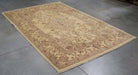 6x9 India Japiur Traditional Brown Ivory Wool Rectangular Rug