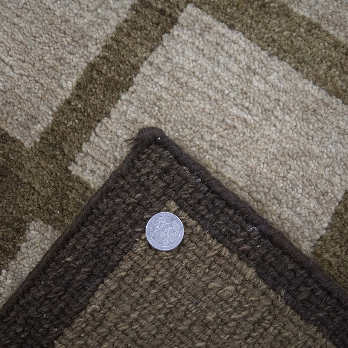 6x8 India Japiur Traditional Black Green Wool Rectangular Rug