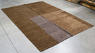 6x8 India Abstract Modern Contemporary Brown Gold Wool Rectangular Rug