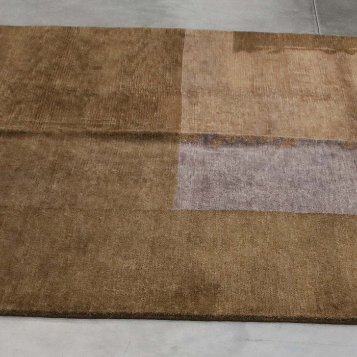 6x8 India Abstract Modern Contemporary Brown Gold Wool Rectangular Rug