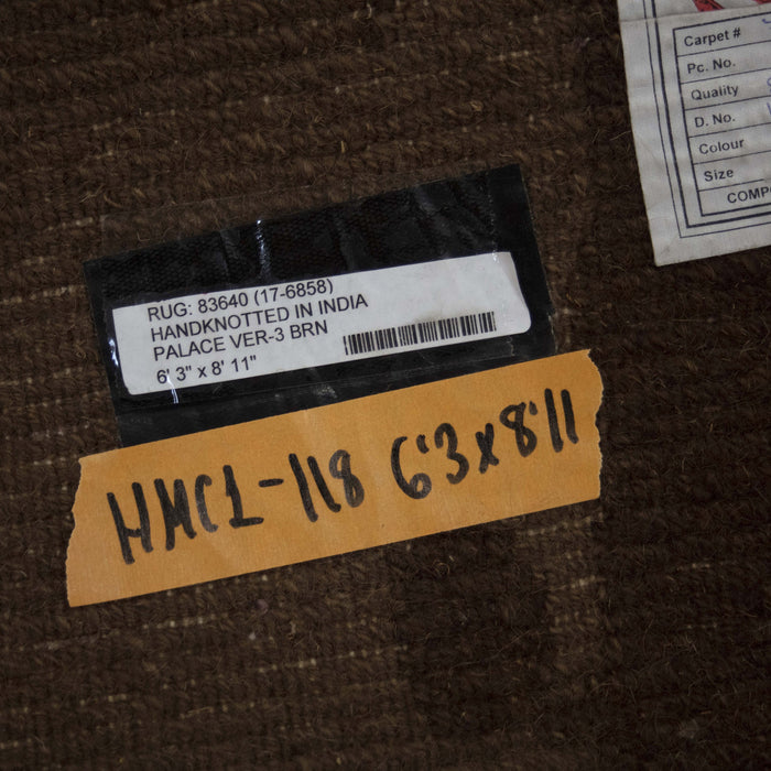 6x8 India Abstract Modern Contemporary Brown Gold Wool Rectangular Rug