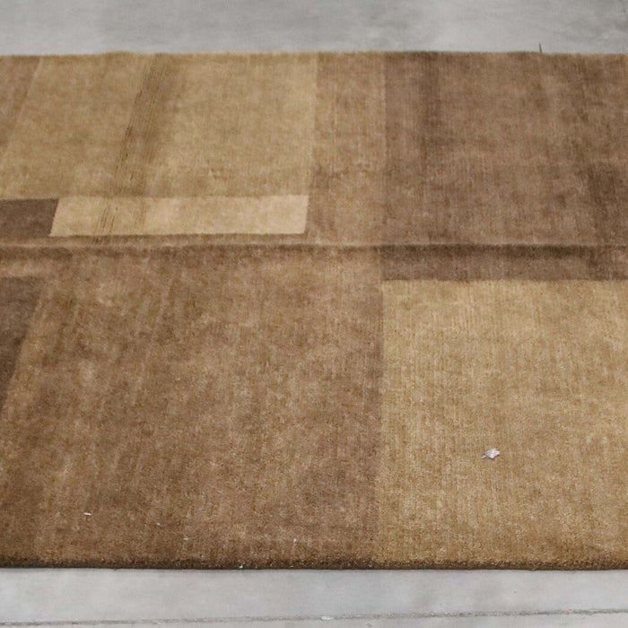 6x9 India Abstract Modern Contemporary Brown Wool Rectangular Rug