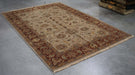 6x8 India Japiur Traditional Ivory Red Wool Rectangular Rug