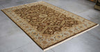 6x8 India Japiur Traditional Brown Blue Wool Rectangular Rug