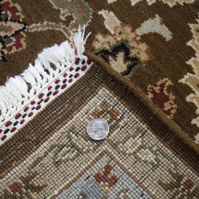 6x8 India Japiur Traditional Brown Blue Wool Rectangular Rug