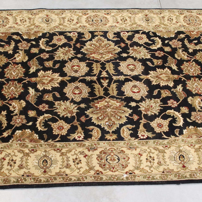 6x8 India Japiur Traditional Black Brown Wool Rectangular Rug
