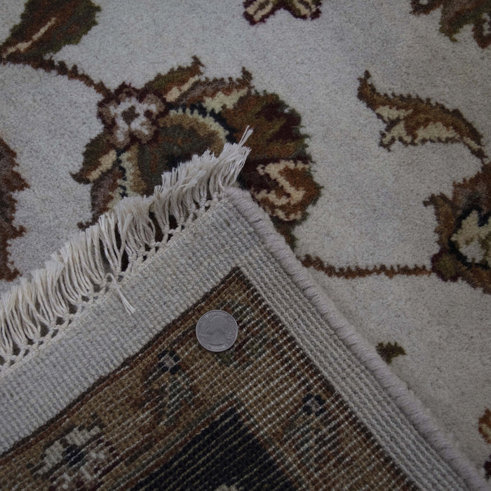 6x9 India Japiur Traditional Ivory Black Wool Rectangular Rug