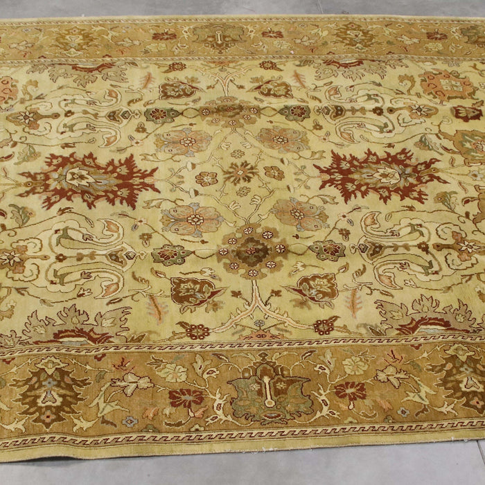 9x12 India Japiur Traditional Gold Wool Rectangular Rug
