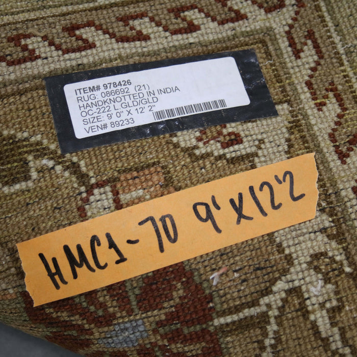 9x12 India Japiur Traditional Gold Wool Rectangular Rug