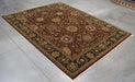 9x12 India Japiur Traditional Red Burgundy Black Wool Rectangular Rug